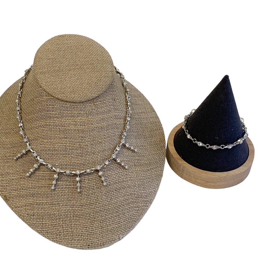 Napier evening wear prom wedding silver sparkling rhinestone jewelry set Y2K